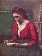 Lesendes Madchen in rotem Trikot Jean-Baptiste Camille Corot